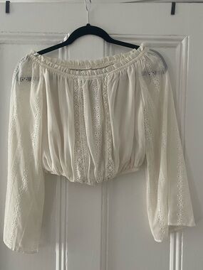 H&M Cropped Off the Shoulder Blouse with Crochet Detail
